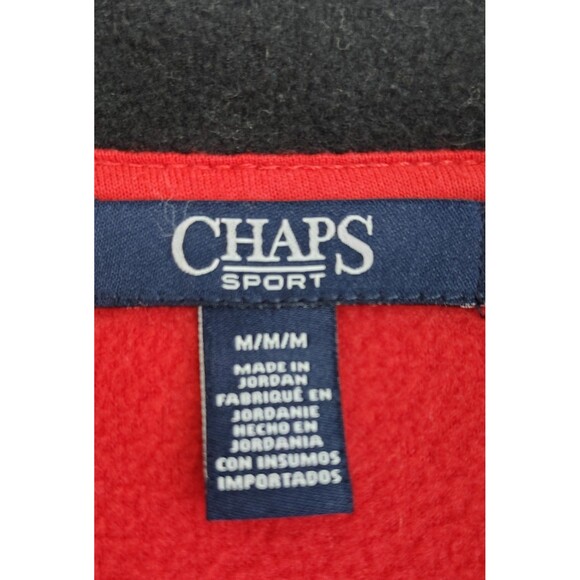 Women’s Fleece Plaid Collar Red Full Zip Jacket Chaps Size Medium Warm Preppy - Picture 2 of 5